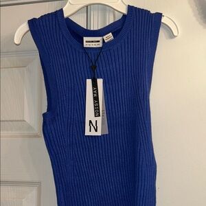 Noisy May Royal Blue Ribbed Knit Tank Top